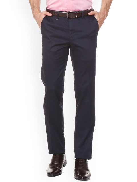 

Van Heusen Men Navy Blue Slim Fit Solid Formal Trousers