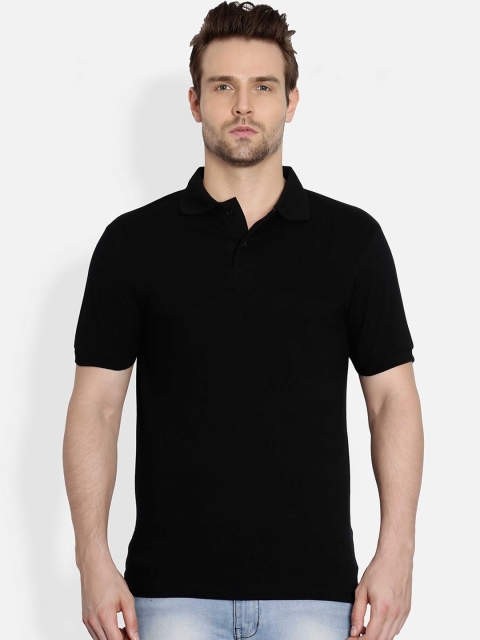 

SCOTT INTERNATIONAL Men Black Solid Polo Collar T-shirt