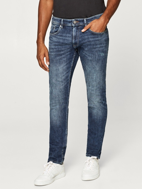 

ESPRIT Men Blue Slim Fit Mid-Rise Low Distress Stretchable Jeans