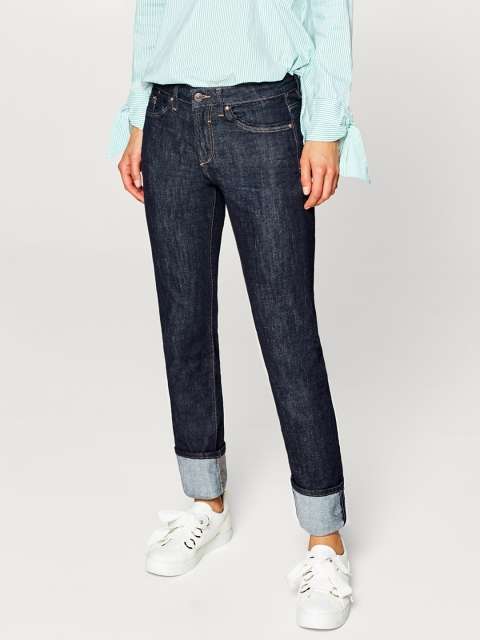 

ESPRIT Women Navy Blue Straight Fit Mid-Rise Clean Look Stretchable Jeans