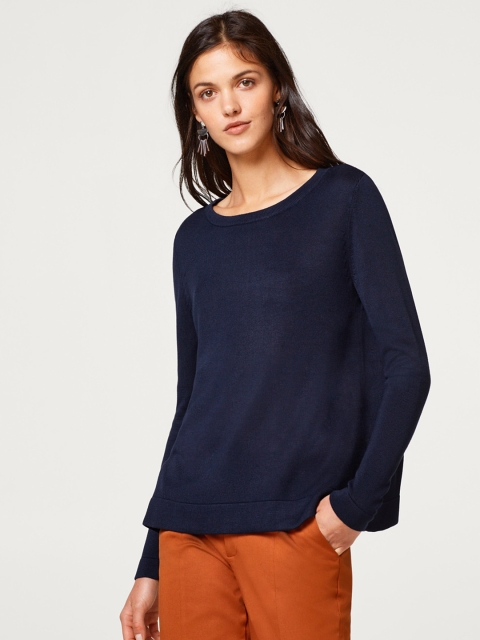 

ESPRIT Women Navy Blue Solid Pullover