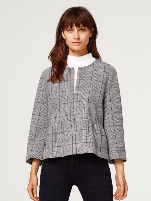 

ESPRIT Women Black Self Checked Single-Breasted Casual Blazer