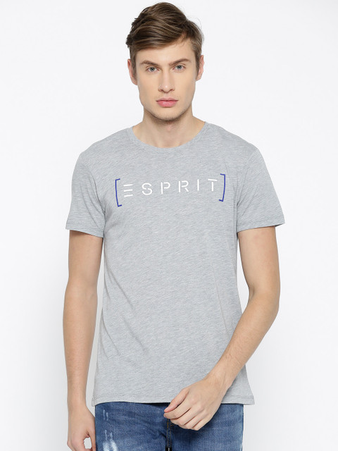 

ESPRIT Men Grey Melange Solid Round Neck T-shirt