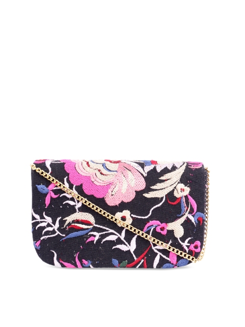 

Diwaah Women Black & Multicolored Embroidered Clutch