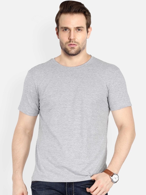 

SCOTT INTERNATIONAL Men Grey Solid Round Neck T-shirt