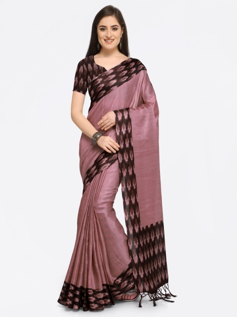 

Rajnandini Mauve & Brown Silk Blend Solid Saree