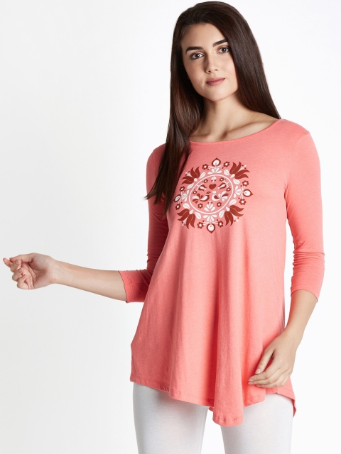 

Ajile by Pantaloons Women Coral Printed Top