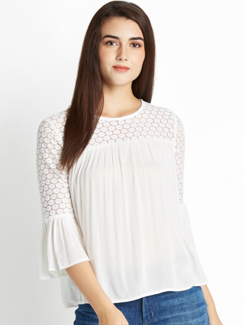 

Honey by Pantaloons Women White Self Design Top