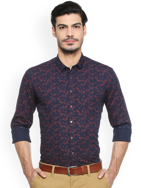 

Van Heusen Sport Men Navy Blue & Maroon Slim Fit Printed Casual Shirt