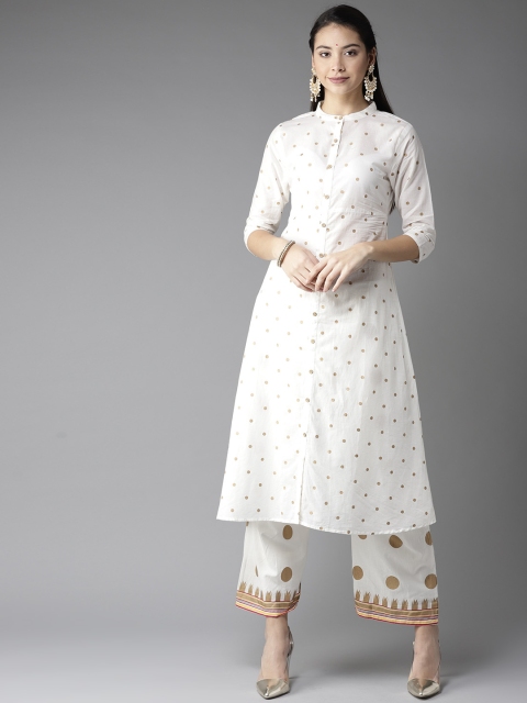 

Moda Rapido Women Off-White & Golden Printed Kurta with Palazzos