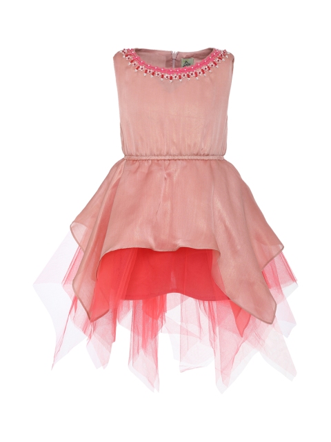 

A Little Fable Girls Pink Solid Fit and Flare Dress