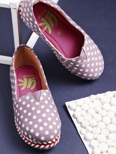 

YK Girls Purple & White Polka Dot Print Slip-On Sneakers