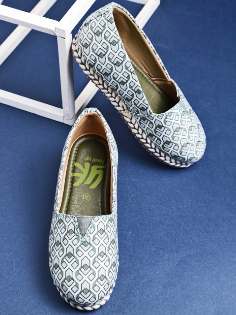 

YK Girls Green & White Printed Espadrilles