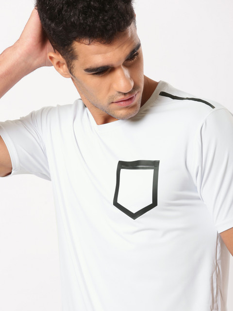 

ether e+ Men White Solid Round Neck T-shirt with e-Dry Technology