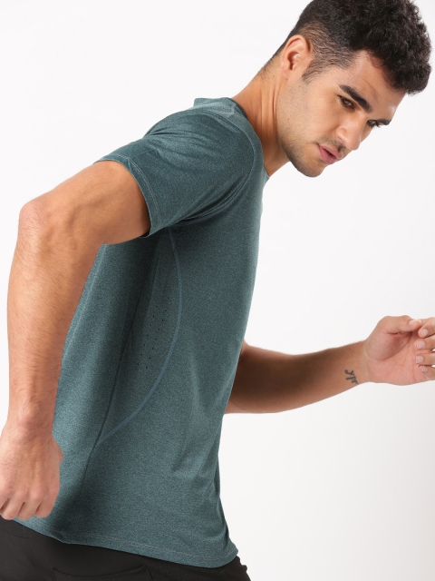 

ether e+ Men Teal Solid Round Neck T-shirt, Na
