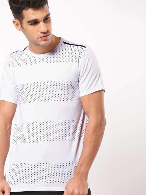 

ether e+ Men White Printed Round Neck T-shirt with e-Dry Technology