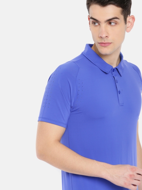 

ether Men Blue Solid e-dry Polo Collar T-shirt