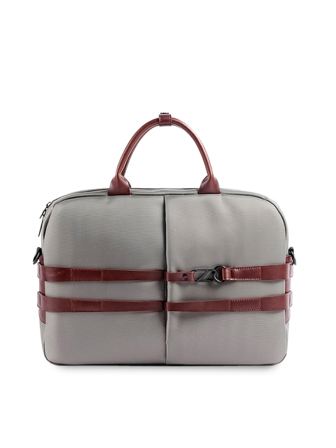 

scarters Unisex Grey & Brown Solid Laptop Bag