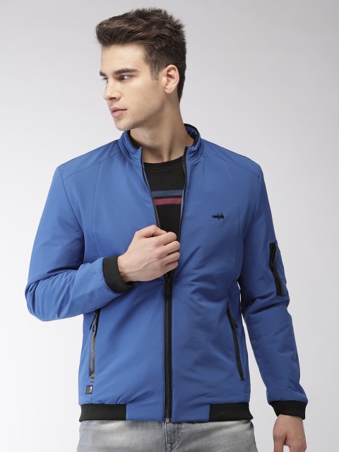 

Fort Collins Men Blue Solid Bomber Jacket