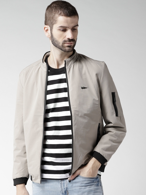 

Fort Collins Men Grey Solid Bomber Jacket