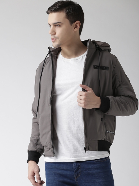 

Fort Collins Men Grey Hooded Bomber Jacket