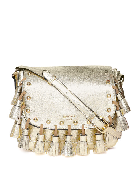 

Dune London Gold-Toned Solid Sling Bag with Tasselled Detail