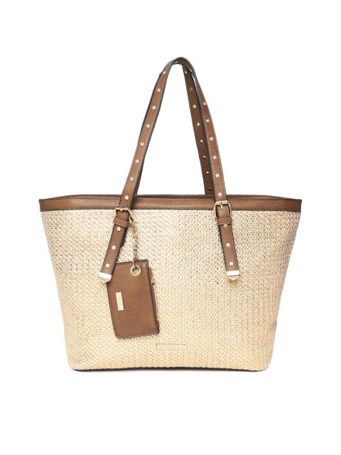 

Dune London Beige & Gold-Toned Woven Design Shoulder Bag