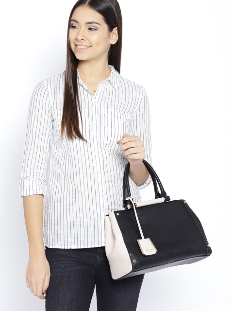 

Dune London Black & Off-White Solid Handheld Bag with Detachable Sling Strap