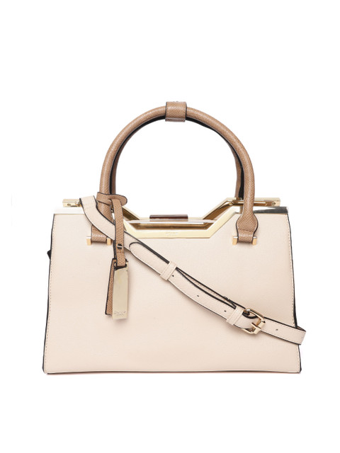 

Dune London Beige Solid Handheld Bag with Detachable Sling Strap