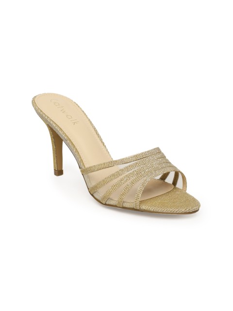 

Catwalk Women Gold-Toned Embellished Open-Toe Heels