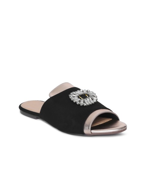 

Catwalk Women Black Solid Synthetic Open Toe Flats