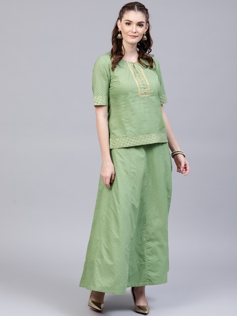 

AKS Green Ready to Wear Lehenga with Blouse