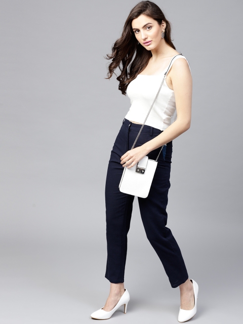

AKS Women Navy Blue Regular Fit Solid Trousers