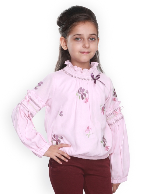 

CUTECUMBER Girls Pink Printed Blouson Top