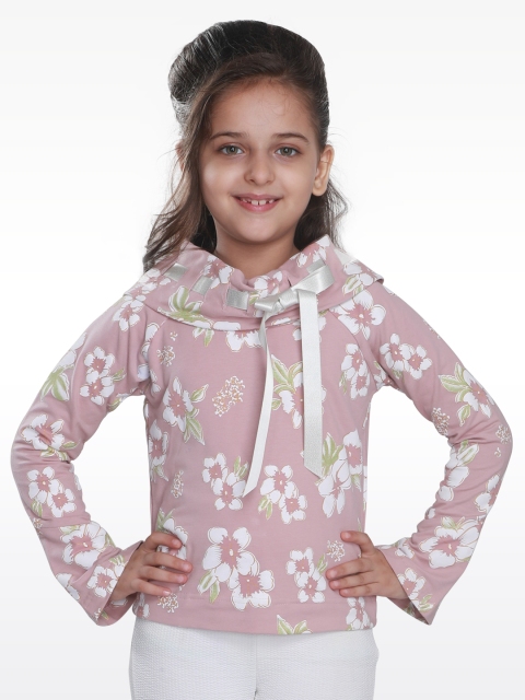 

CUTECUMBER Girls Peach-Coloured Printed Top