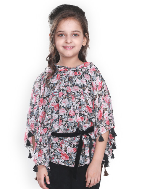 

CUTECUMBER Girls Black Printed Kaftan Top