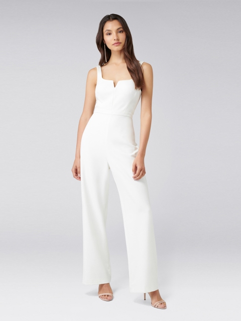 

Forever New White Solid Basic Jumpsuit