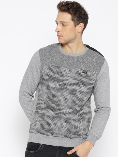 

Monte Carlo Men Grey Melange & Black Printed Sweatshirt