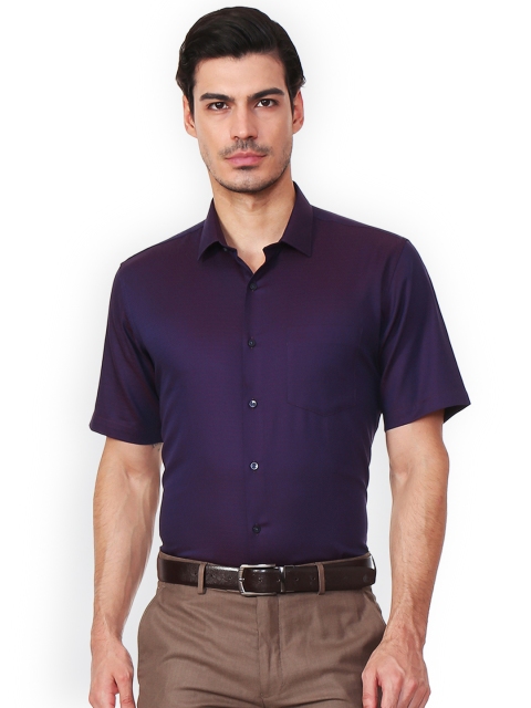 

Van Heusen Men Navy Blue & Purple Regular Fit Self Design Formal Shirt