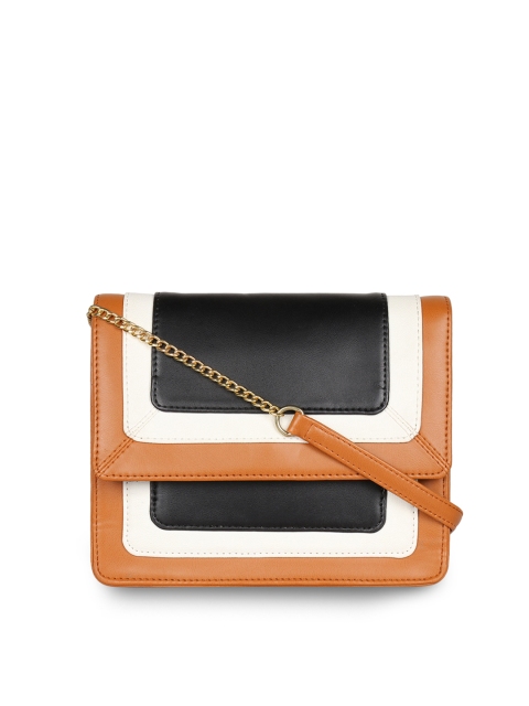 

Berrypeckers Brown & Black Colourblocked Sling Bag