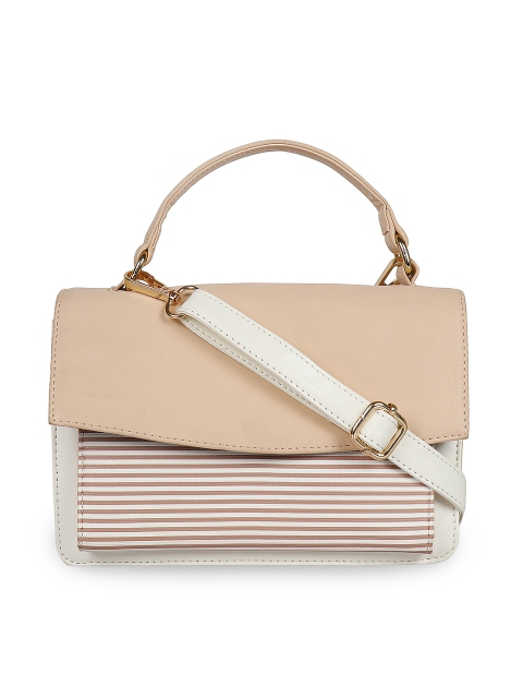 

Berrypeckers Beige & White Striped Satchel