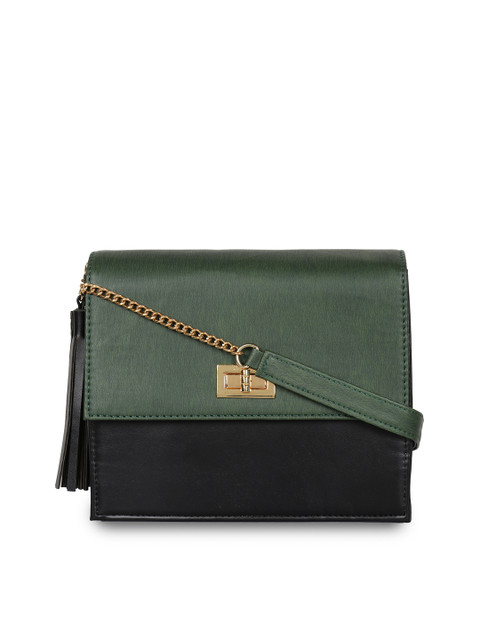 

Berrypeckers Green & Black Colourblocked Sling Bag