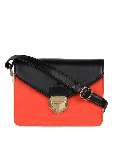 

Berrypeckers Black & Orange Colourblocked Sling Bag