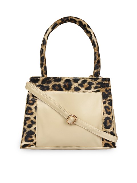 

Berrypeckers Beige & Black Animal Print Handheld Bag
