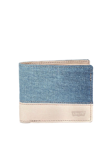 

Levis Men Blue & Beige Colourblocked Two Fold Wallet