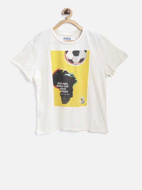 

Mango Kids FIFA Classics Boys Off-White Printed Round Neck T-shirt