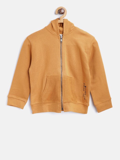 

Mango Kids Boys Mustard Yellow Solid Hooded Sweatshirt