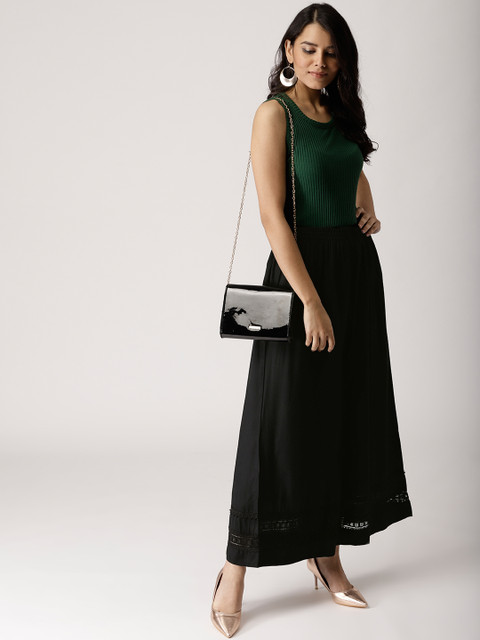 

Libas Women Black Hem Design Flared Palazzos