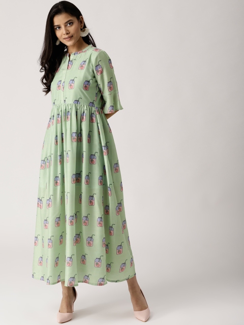 

Libas Women Green Printed Maxi Dress