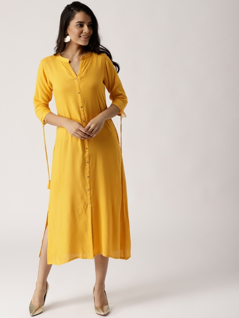 

Libas Women Yellow Striped Shirt Dress